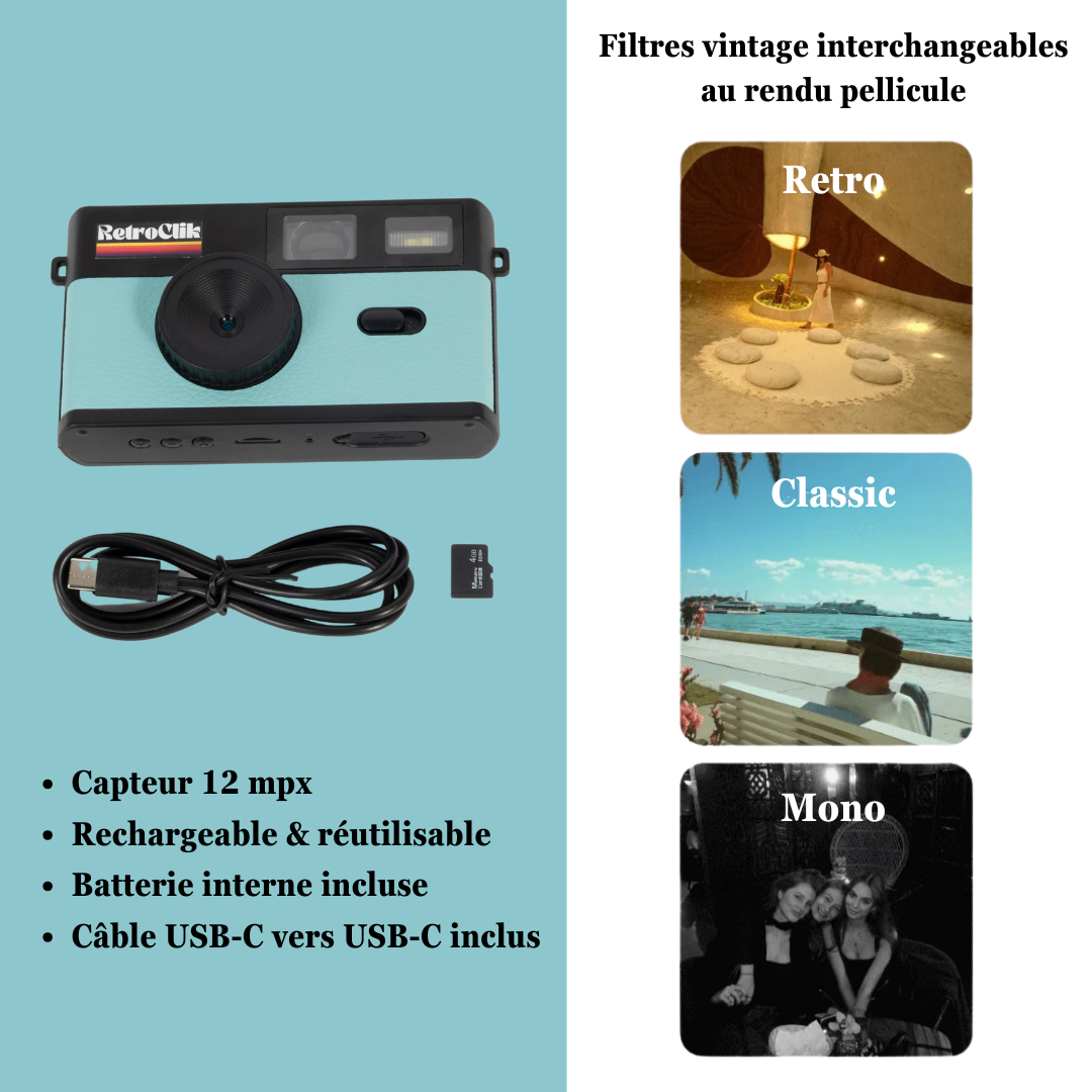 Retroclik® - Caméra Vintage | Bleu - Retroclik