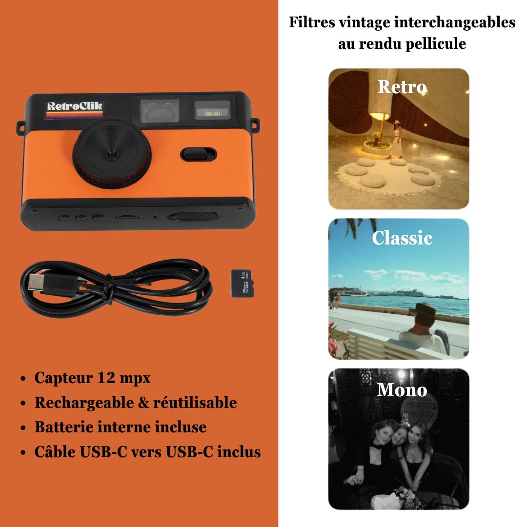 Retroclik® - Caméra Vintage | Orange - Retroclik