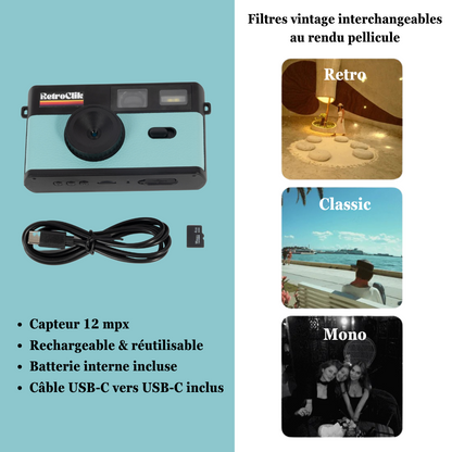 Retroclik® - Caméra Vintage | Bleu - Retroclik